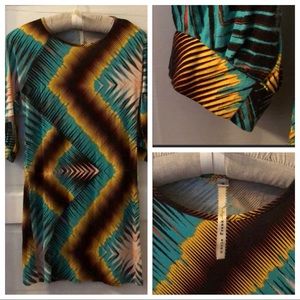 Uncle Frank 3/4 Sleeve Dress Small Tribal Boho